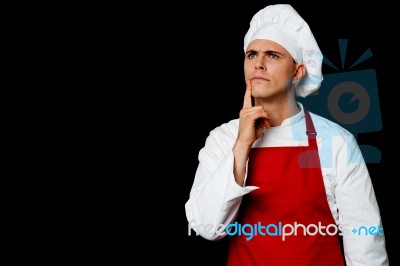 Skilled Chef Thinking Something Stock Photo