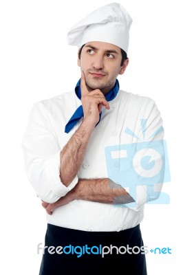 Skilled Chef Thinking Something Stock Photo