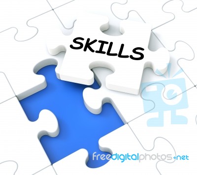 Skills Puzzle Shows Aptitudes And Talents Stock Image