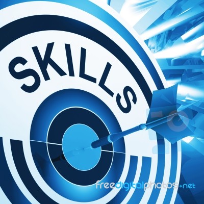 Skills Target Means Aptitude, Competence And Abilities Stock Image