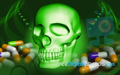 Skull And Capsules Stock Image