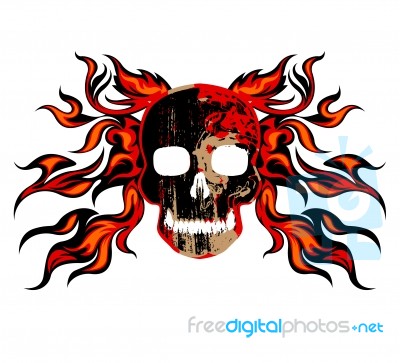 Skull Fire Scene Stock Image