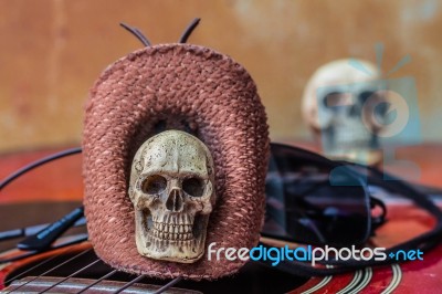 Skull In The Hat Stock Photo