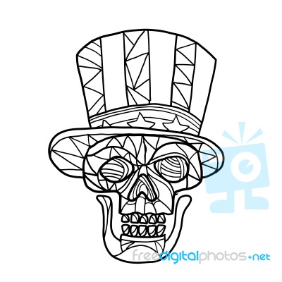 Skull Uncle Sam Black And White Mosaic Stock Image