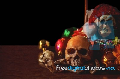 Skull With Gifts For The Festival Stock Photo