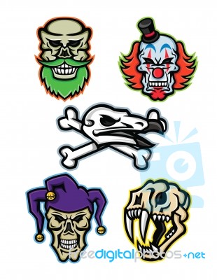 Skulls And Bones Mascot Collection Stock Image