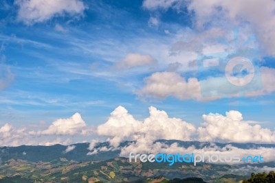 Sky Above The High Mountain Range Stock Photo