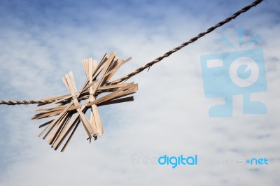 Sky And Old Gate Rope Stock Photo