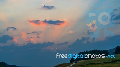 Sky At Dusk In The Yorkshire Dales National Park Near Malham Stock Photo