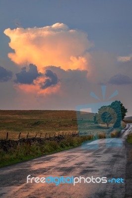 Sky At Dusk In The Yorkshire Dales National Park Near Malham Stock Photo