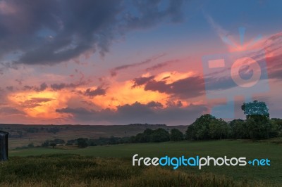 Sky At Dusk In The Yorkshire Dales National Park Near Malham Stock Photo