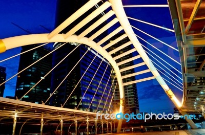 Sky Bridge Connection To Bangkok Rapid Transit Station, Bangkok,… Stock Photo