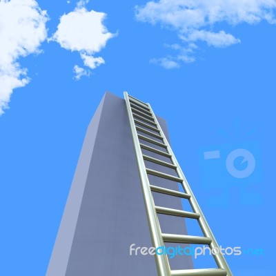 Sky Ladders Indicates Step Upwards And Raise Stock Image