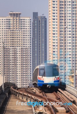 Sky Train And Buildings Stock Photo