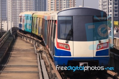 Sky Train And Buildings Stock Photo