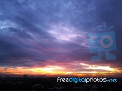 Skyline And Cityscape In Silhouette Stock Photo