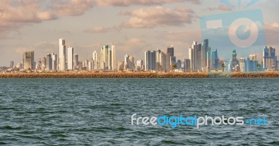 Skyline Of High Rise Buildings In Panama City, Panama Stock Photo