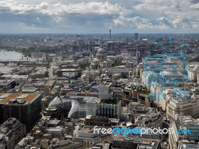 Skyline View Of London Towards St Paul's Cathedral Stock Photo