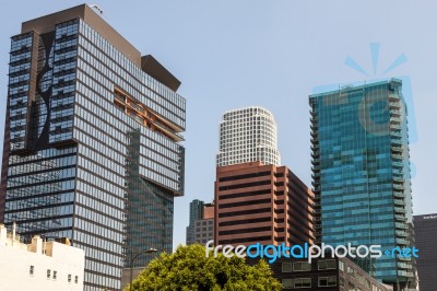 Skyscrapers In The Financial District Of Los Angeles Stock Photo