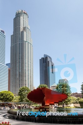 Skyscrapers In The Financial District Of Los Angeles Stock Photo