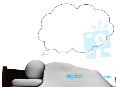 Sleep Bed Means Sweet Dreams And Bedroom 3d Rendering Stock Image