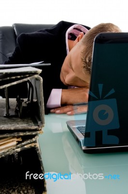 Sleeping Businessman In Office Stock Photo