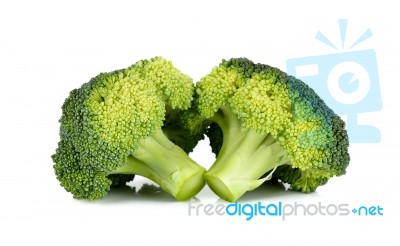 Slice Broccoli Isolated On The White Background Stock Photo