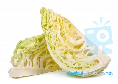 Slice Cabbage Isolated On The White Background Stock Photo