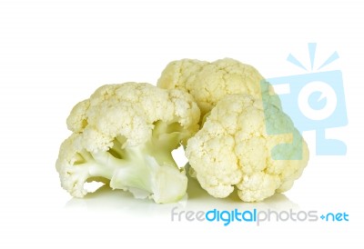 Slice Cauliflower Isolated On The White Background Stock Photo