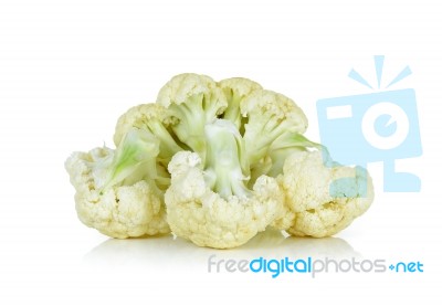 Slice Cauliflower Isolated On The White Background Stock Photo