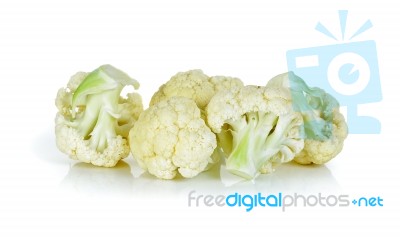 Slice Cauliflower Isolated On The White Background Stock Photo