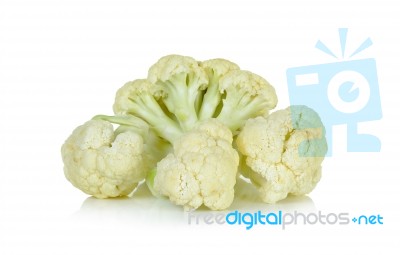 Slice Cauliflower Isolated On The White Background Stock Photo