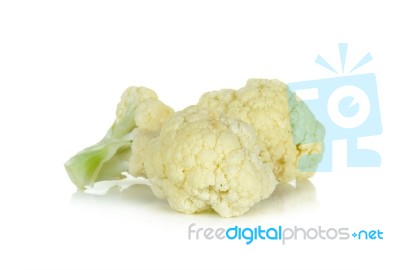 Slice Cauliflower Isolated On The White Background Stock Photo