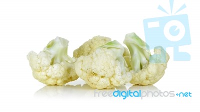 Slice Cauliflower Isolated On The White Background Stock Photo