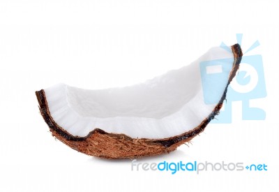 Slice Coconut Isolated On The White Background Stock Photo