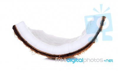 Slice Coconut Isolated On The White Background Stock Photo