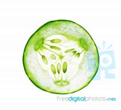 Slice Cucumber Isolated On The White Background Stock Photo