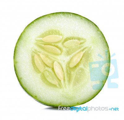 Slice Cucumber Isolated On The White Background Stock Photo