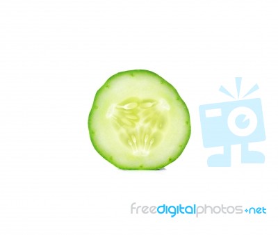 Slice Fresh Cucumbers Isolated On White Background Stock Photo