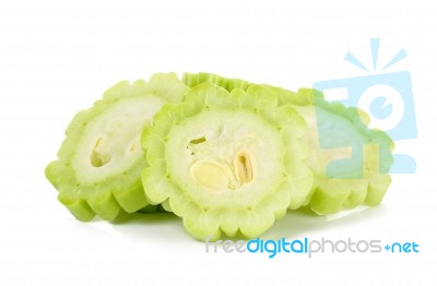 Slice Gourd Isolated On The White Background Stock Photo