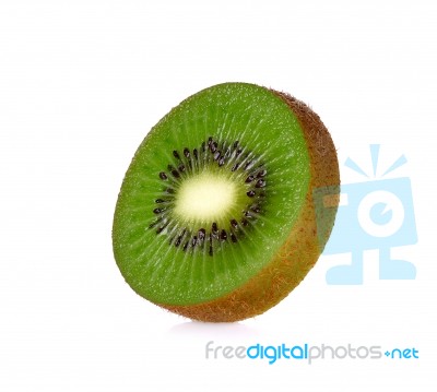 Slice Kiwi Fruit Isolated On A White Background Stock Photo