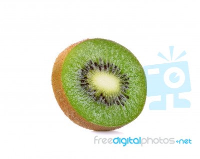 Slice Kiwi Fruit Isolated On A White Background Stock Photo