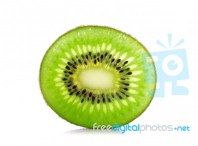 Slice Kiwi Fruit Isolated On A White Background Stock Photo