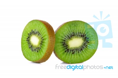 Slice Kiwi Fruit Isolated On A White Background Stock Photo