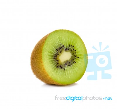 Slice Kiwi Fruit Isolated On A White Background Stock Photo