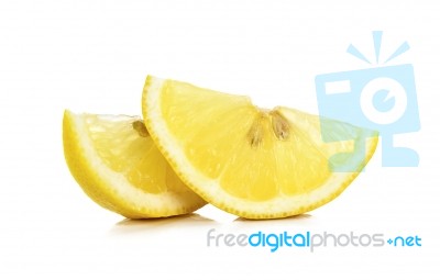 Slice Lemon Isolated On The White Background Stock Photo