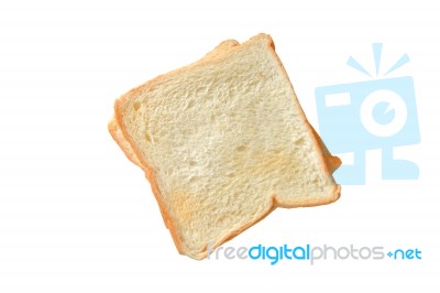 Slice Of Bread With Isolated White Background Stock Photo