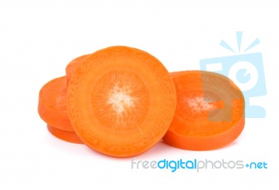 Slice Of Carrot Isolated On The White Background Stock Photo