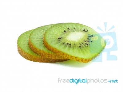 Slice Of Fresh Juicy Delicious And Healthy Kiwi Fruit, Isolated Stock Photo