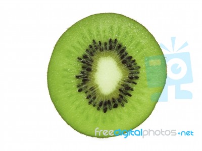 Slice Of Fresh Juicy Delicious And Healthy Kiwi Fruit, Isolated Stock Photo